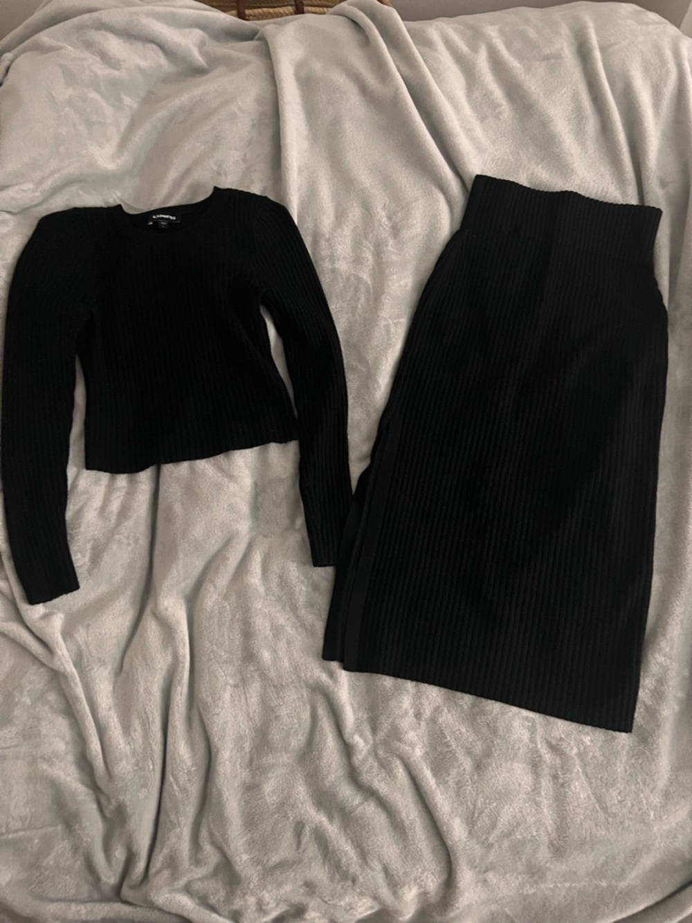 Express Black Ribbed Midi Sweater Set